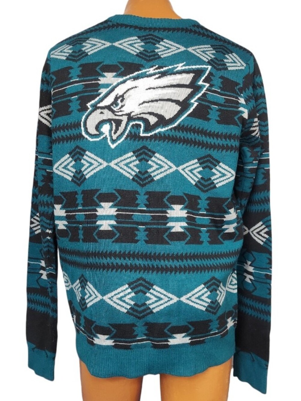 NFL Philadelphia Eagles Unisex Teal Fair Isle Pullover Crewneck Knit Sweater - Picture 3 of 16